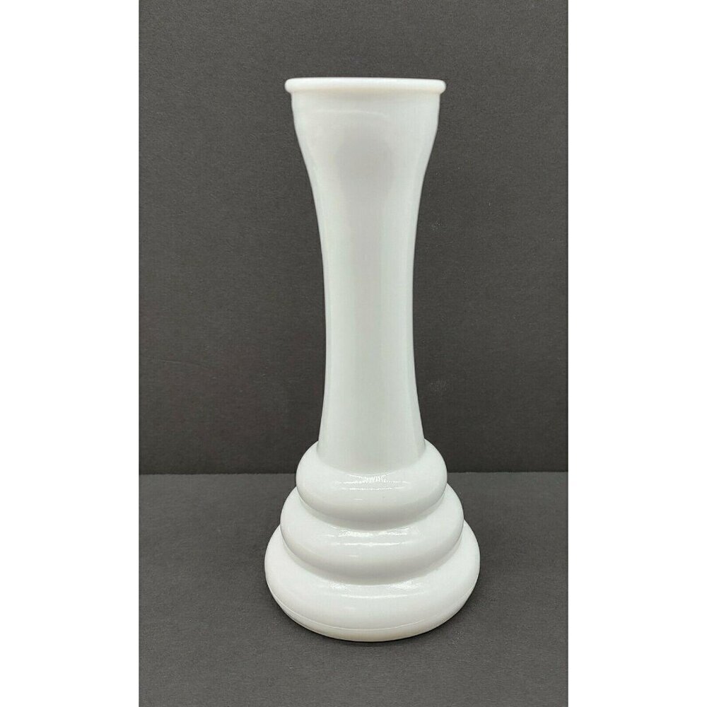 Randall White Milk Glass Vase Pedestal Beehive Base Vintage Art Deco Glassware